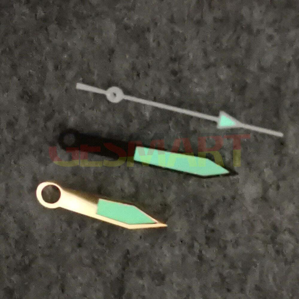 Green luminous watch hands with golden trim for NH35/NH36/4R/7S movements