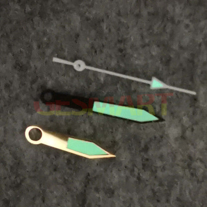 Green luminous watch hands with golden trim for NH35/NH36/4R/7S movements