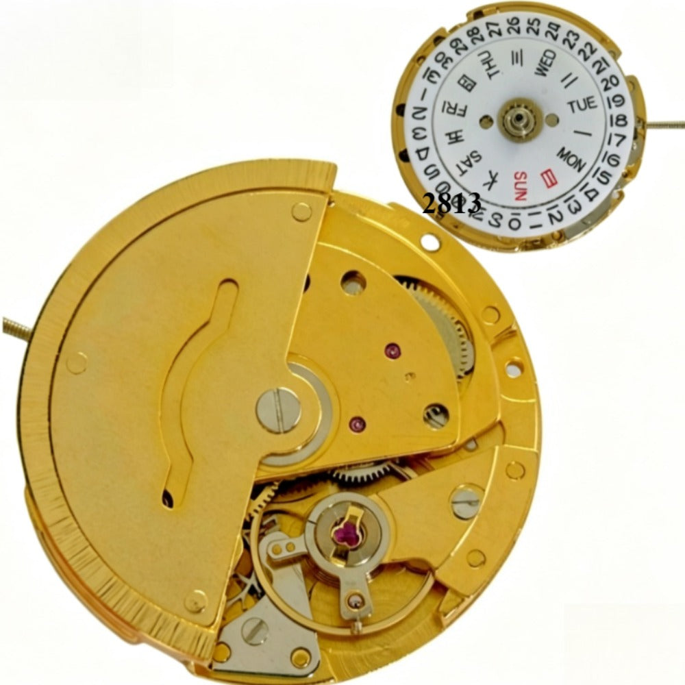 Golden China Made 2813 8205 Automatic Mechanical Movement Date Day Golden Wheel