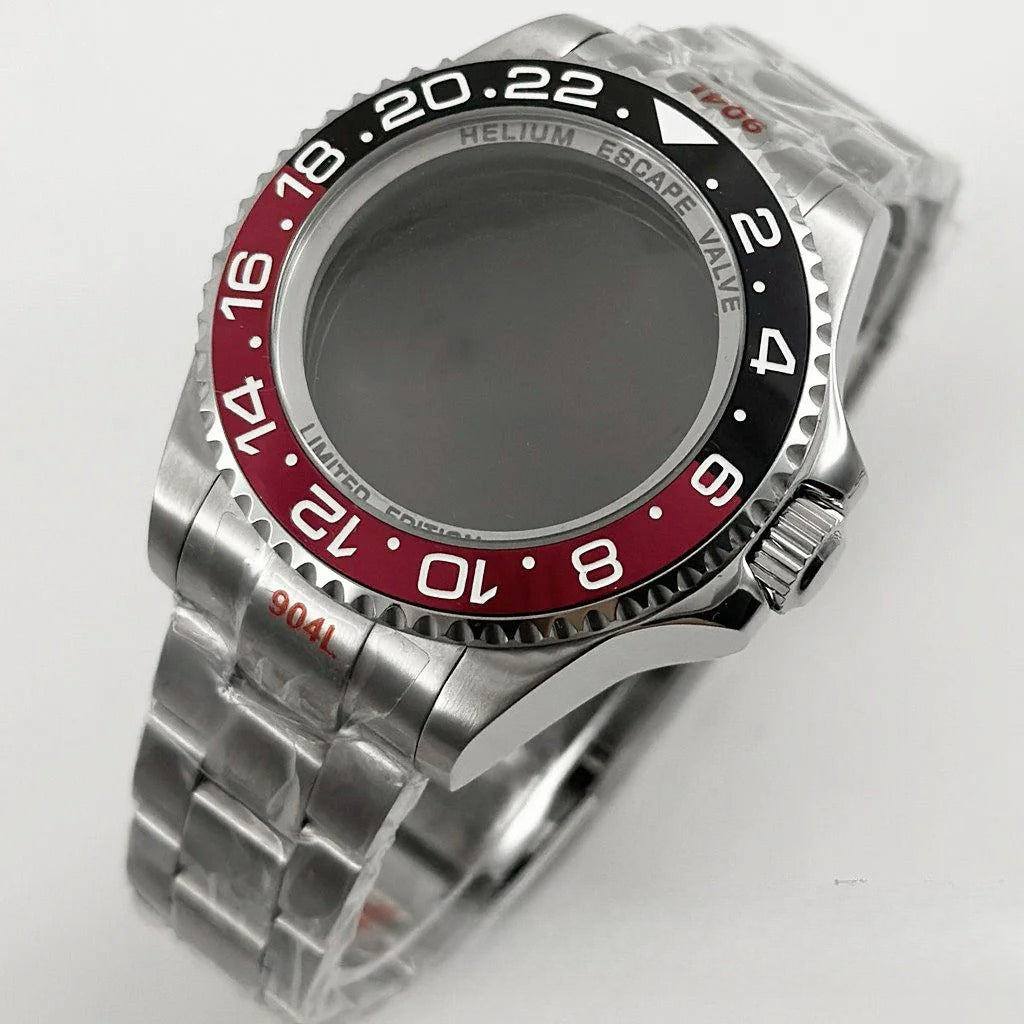 44mm Watch Case for Deep SEA Style for NH34 NH35 NH36 Rotating Bezel Solid Back