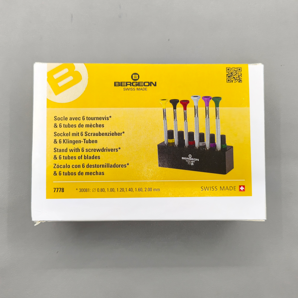 Bergeon 7778 Screwdriver Set of 6 with Screwdriver Stand and  Spare Blades