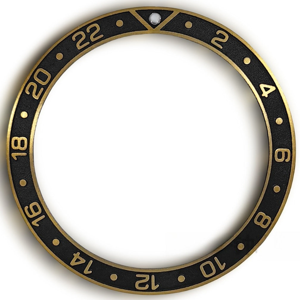 38X30.7Mm Black Aluminum Watch Bezel Golden Raised Font Watch Part