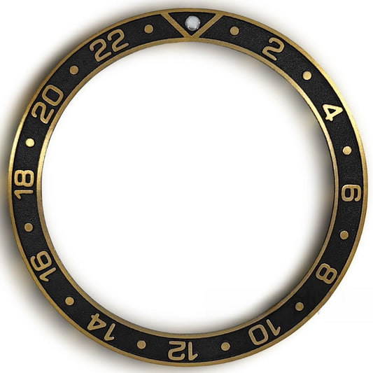 38X30.7Mm Black Aluminum Watch Bezel Golden Raised Font Watch Part