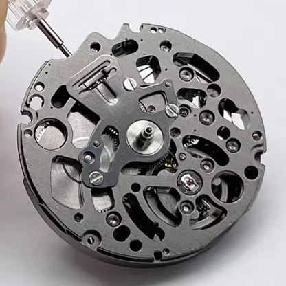 1. Black hollow watch accessory featuring Seiko SII NH72 automatic movement, Japan made.  