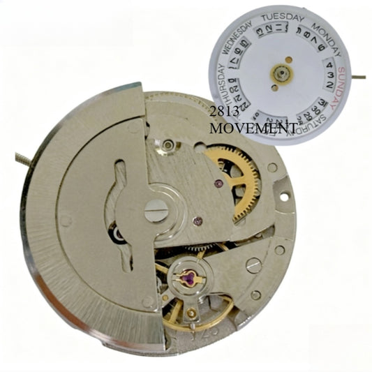 Chinese 2813 8205 Auto Mechanical Movement Golden Wheel Date At 3 Up Down Disk