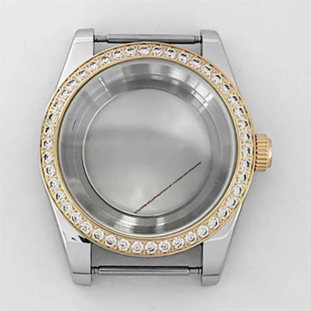 39mm Stainless Steel Diamond Sapphire Glass Watch Case for NH35 NH36 Movement
