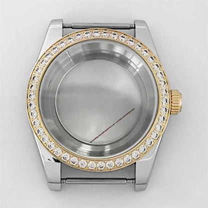 39mm Stainless Steel Diamond Sapphire Glass Watch Case for NH35 NH36 Movement