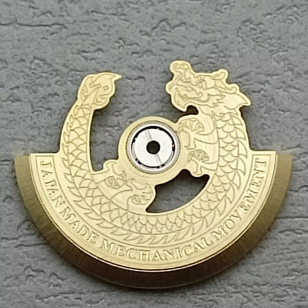 Golden Dragon carved rotor oscillating weight for NH34 NH35 NH36 NH38 movements, enhancing watch performance.