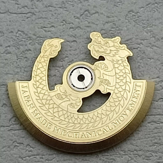 Golden Dragon carved rotor oscillating weight for NH34 NH35 NH36 NH38 movements, enhancing watch performance.