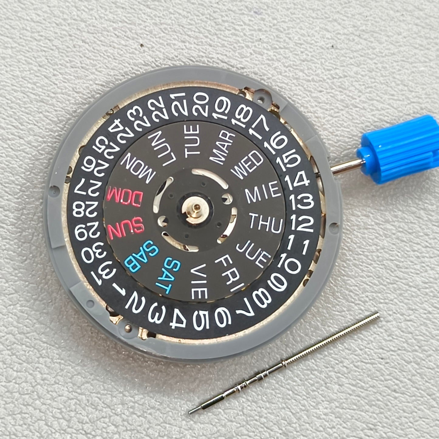 Seiko NH36 NH36A Mechanical Movement Black English Letter Week Crown@3.8