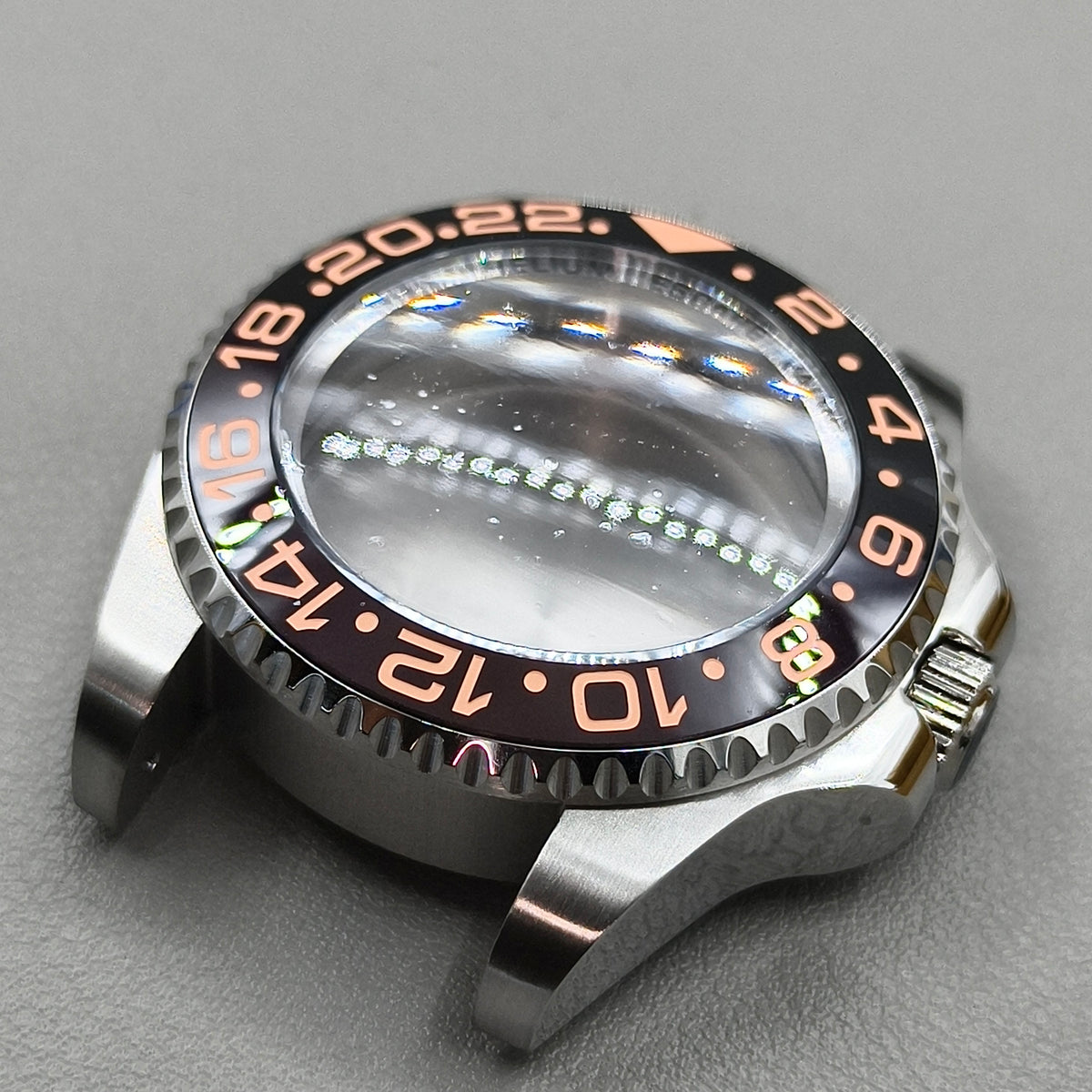 44mm Black Brown GMT Ceramic Bezel Watch Case for Deep SEA for NH34 NH35 NH36