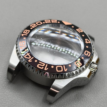 44mm Black Brown GMT Ceramic Bezel Watch Case for Deep SEA for NH34 NH35 NH36
