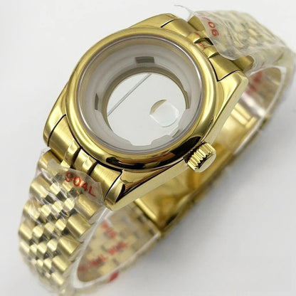 Ladies 31MM Round Bezel Sapphire Glass Jubilee bracelet Watch Case Fit NH05 NH06