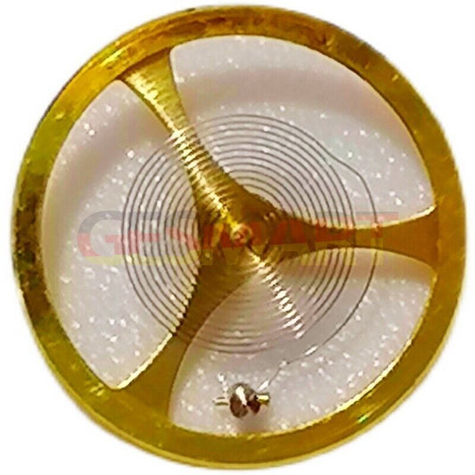 Golden complete balance wheel with hairspring for Orient 46941 46943 watch movement, precision replacement part.