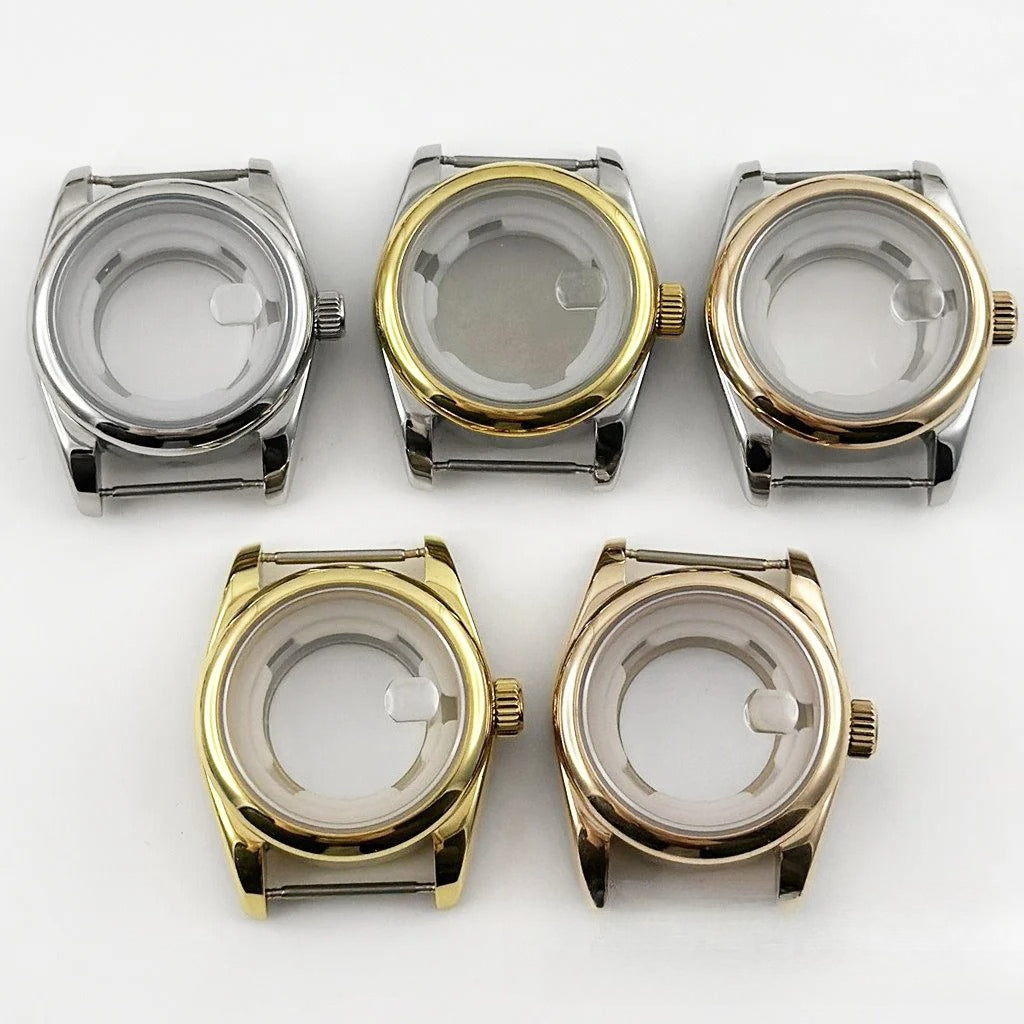 31MM Ladies Round Polished Fluted Bezel Sapphire Crystal Watch Case for NH05/06