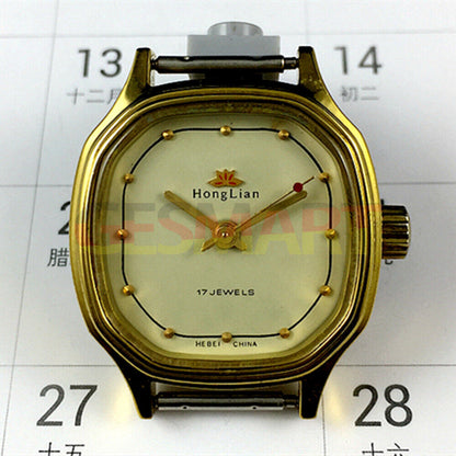 27 mm HONGLIAN Manuelle mechanische Damenuhr mit goldenem Nagel, achteckiges goldenes Gehäuse