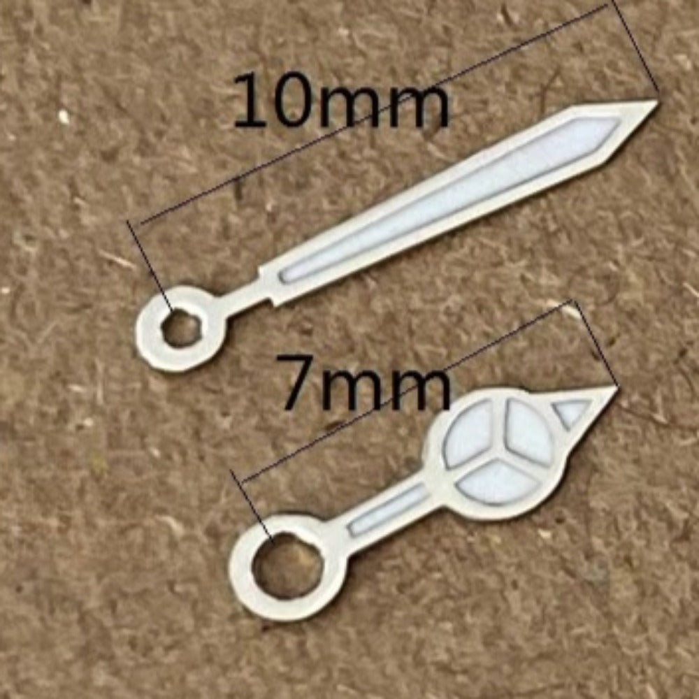 Classic silver lume watch hands 10x7mm for Ronda 763 762 751 1062 1063 movements