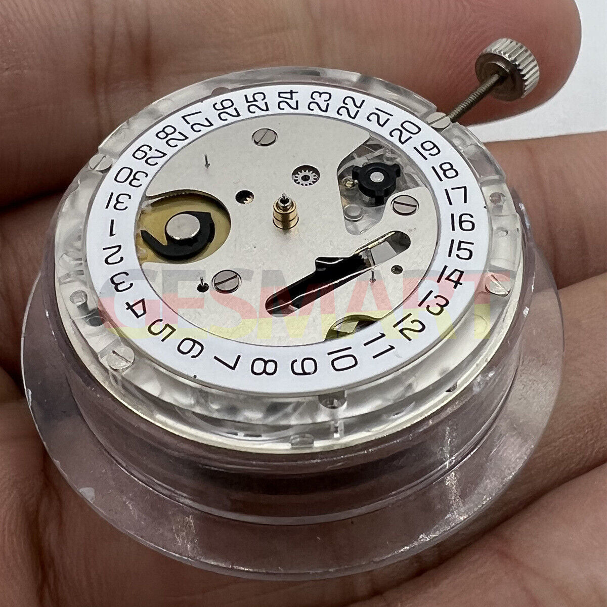 Swiss Made ETA C01.211 chronograph watch movement with white dial, precise mechanical craftsmanship by 1853.