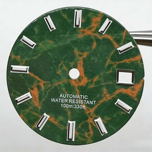 29mm Green Modified Marble Vein Green Lume Watch Dial Fit for NH35 NH36