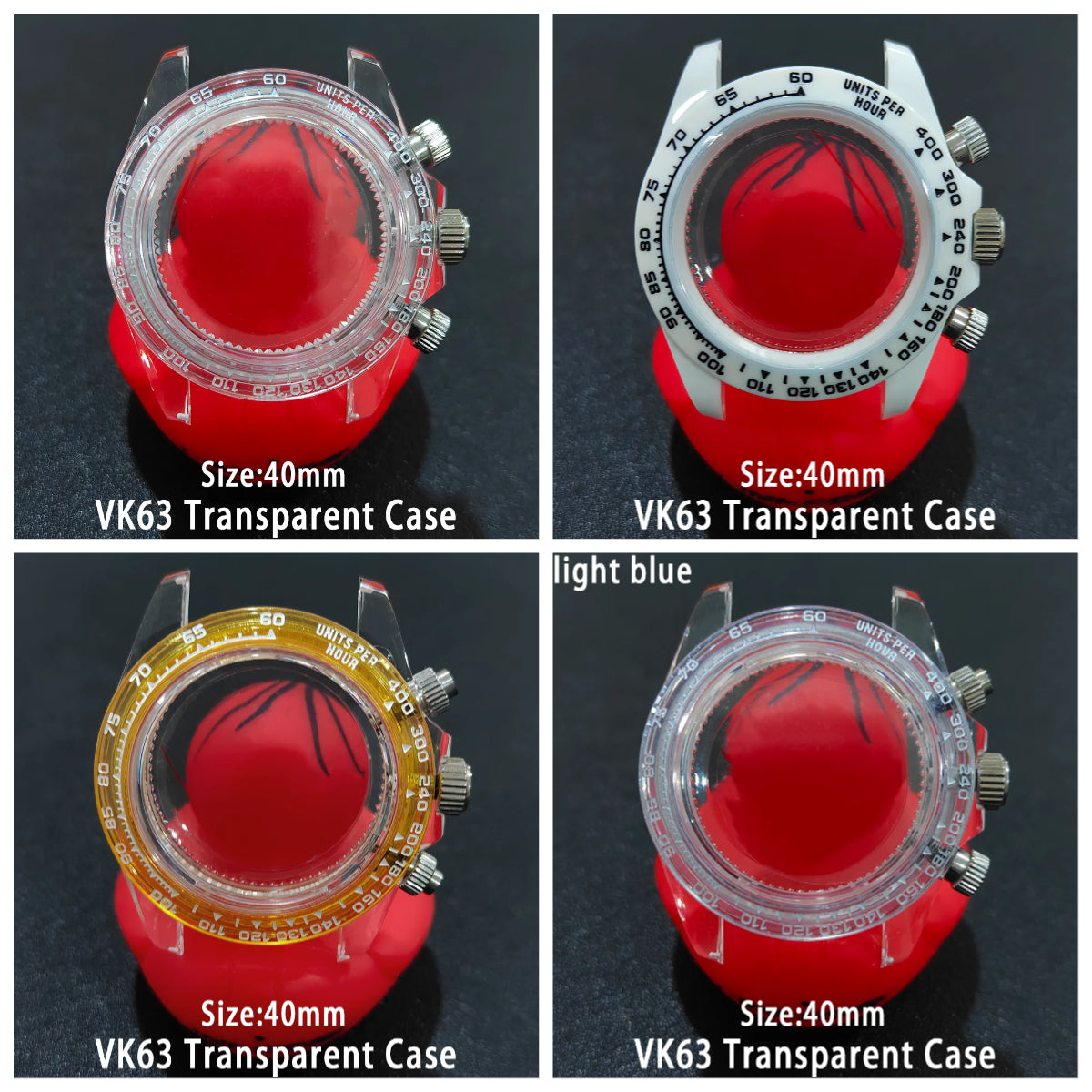 40mm Acrylic Transparent Case Suitable For VK63 Watchs Case 20mm Strap Modified