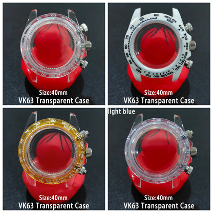 40mm Acrylic Transparent Case Suitable For VK63 Watchs Case 20mm Strap Modified