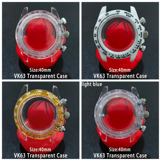40mm Acrylic Transparent Case Suitable For VK63 Watchs Case 20mm Strap Modified