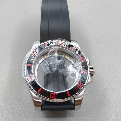 40mm Watch Case Rubber Strap For 4R NH35 NH36 NH34 NH38 NH70 Sapphire Glass
