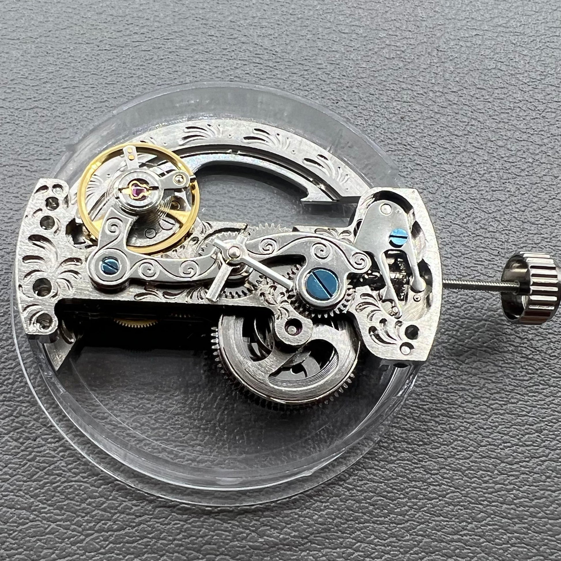 LG0801BS silver long pendulum watch wheel showcasing automatic mechanical movement and sleek design.