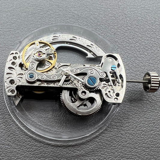 LG0801BS silver long pendulum watch wheel showcasing automatic mechanical movement and sleek design.