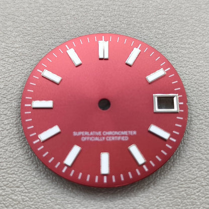 Metal Polished Red with Green Luminous Watch Dial for Movement NH35