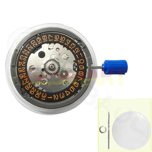 Original NH34 Automatisches Mechanisches GMT-Uhrwerk mit Sekundenanzeige und orangefarbener Schrift