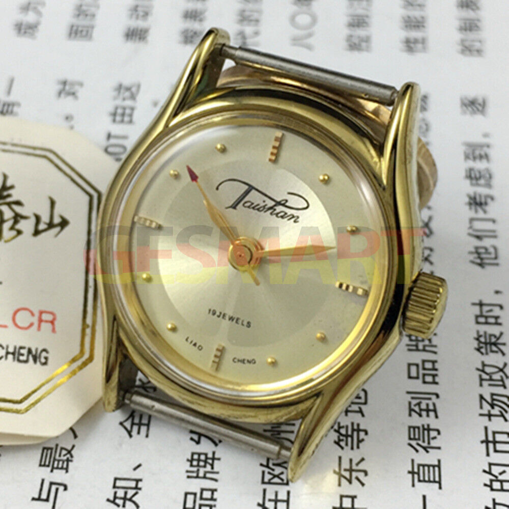 TAISHAN 27mm gold-accented mechanical lady watch with 19 jewels, elegant daily wear accessory.