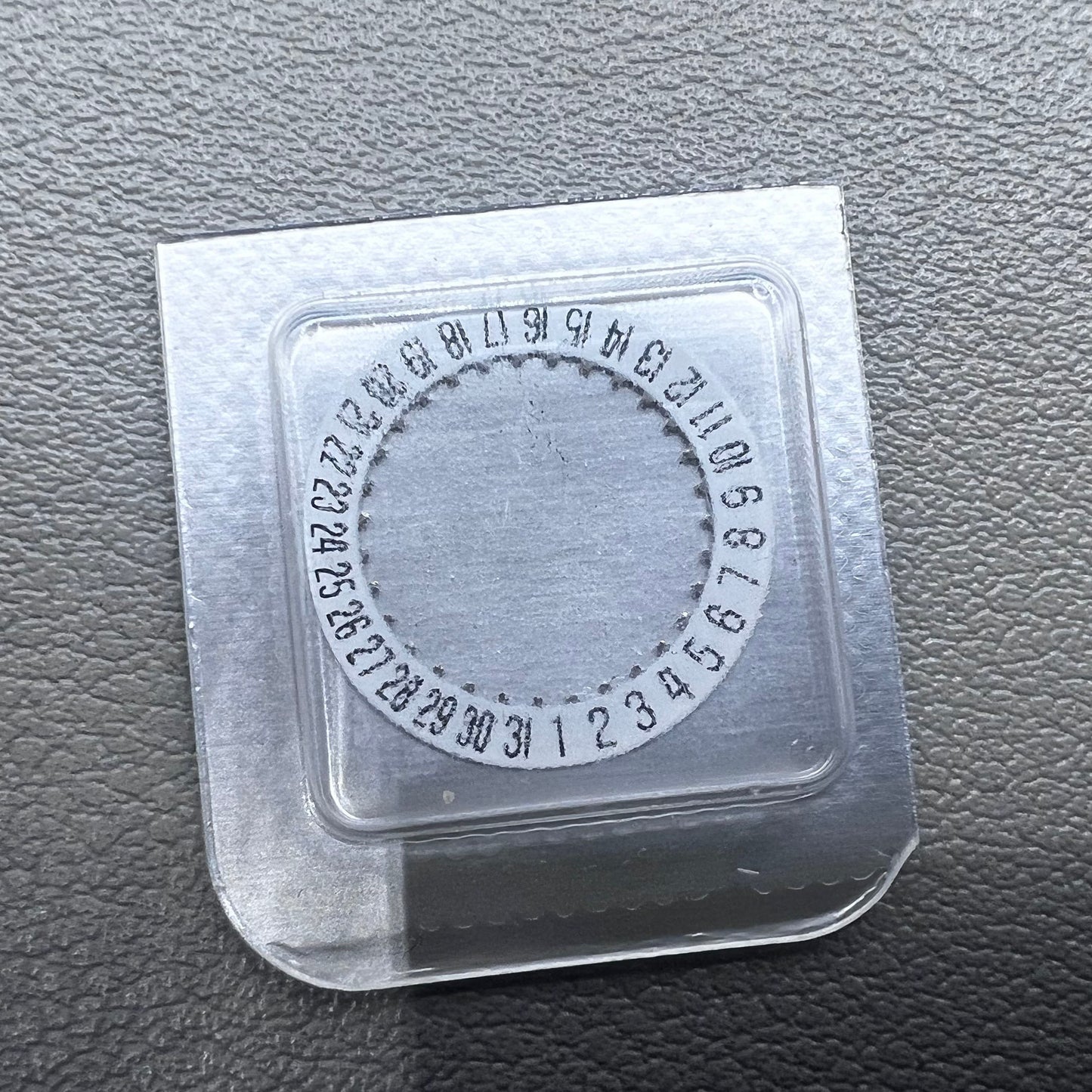 Swiss White Date Disk Wheel featuring date@6 for ETA 256.111 movement, compatible with watch repairs.