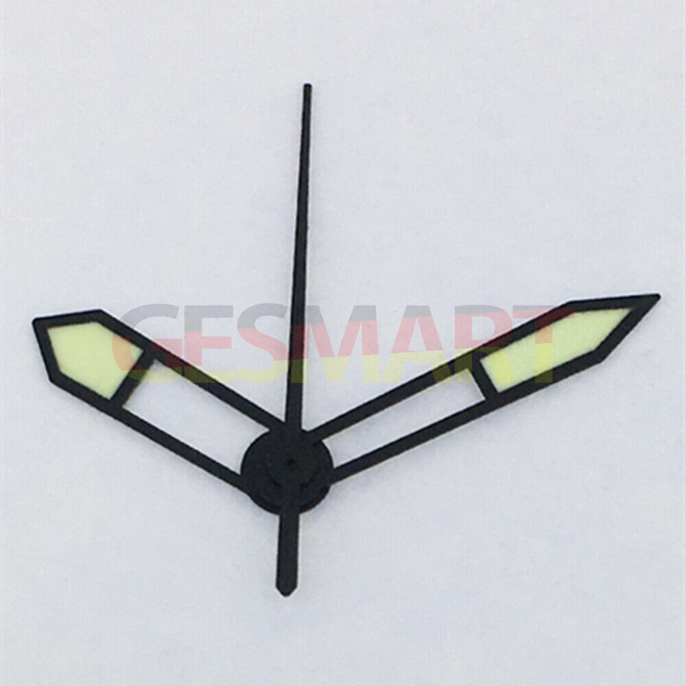 Black trim green luminous watch hands set for Asian 8215/2813/8205 movement. Durable and precise.