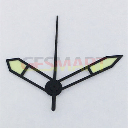 Black trim green luminous watch hands set for Asian 8215/2813/8205 movement. Durable and precise.