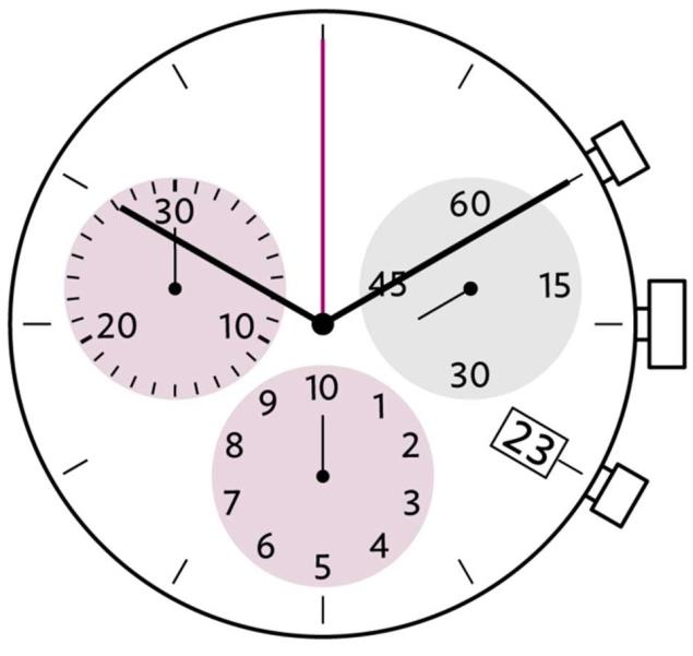 Ronda 5040D quartz watch movement with precise chronograph function for reliable timekeeping.