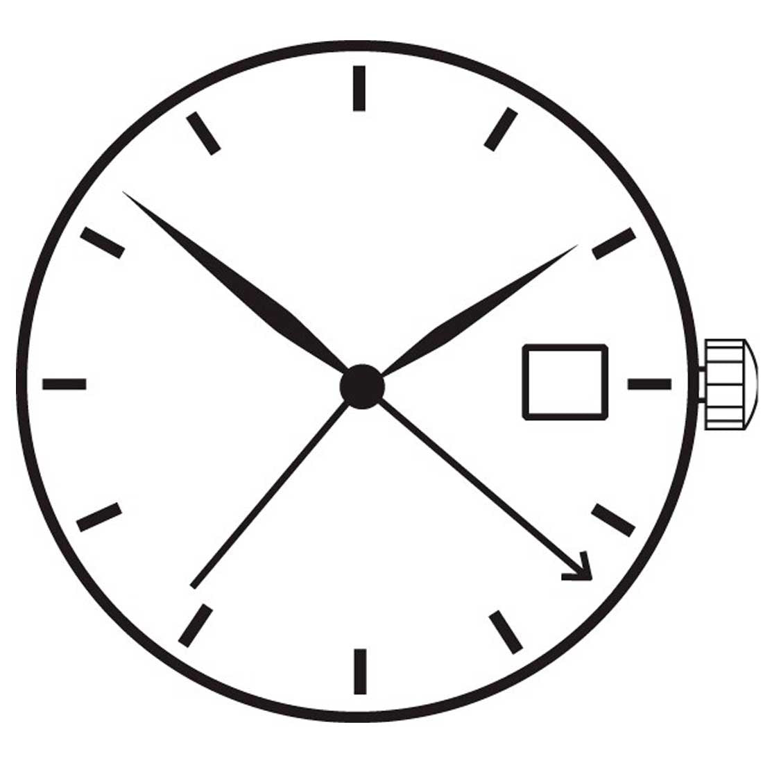 Ronda 515 24D quartz watch movement with date display at 3 o'clock, precision timekeeping by Ronda.