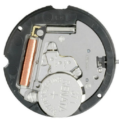 Ronda 505 quartz watch movement with date display at 3 o'clock for reliable timekeeping