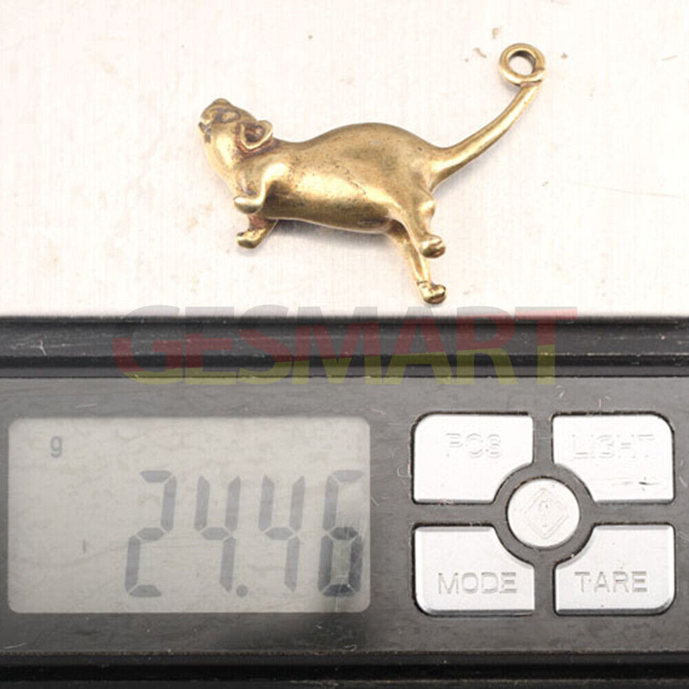 Hand-carved solid copper mouse trinket, vintage bronze collectible accessory for watch lovers.