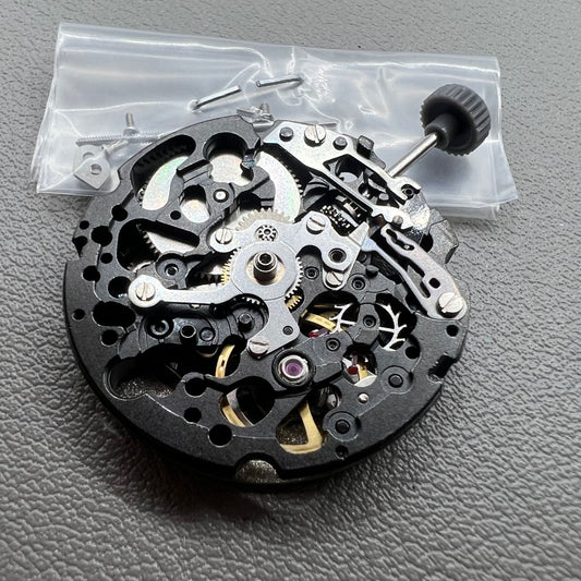 Genuine Miyota 8N24 black hollow automatic mechanical watch movement by Citizen for precise timekeeping