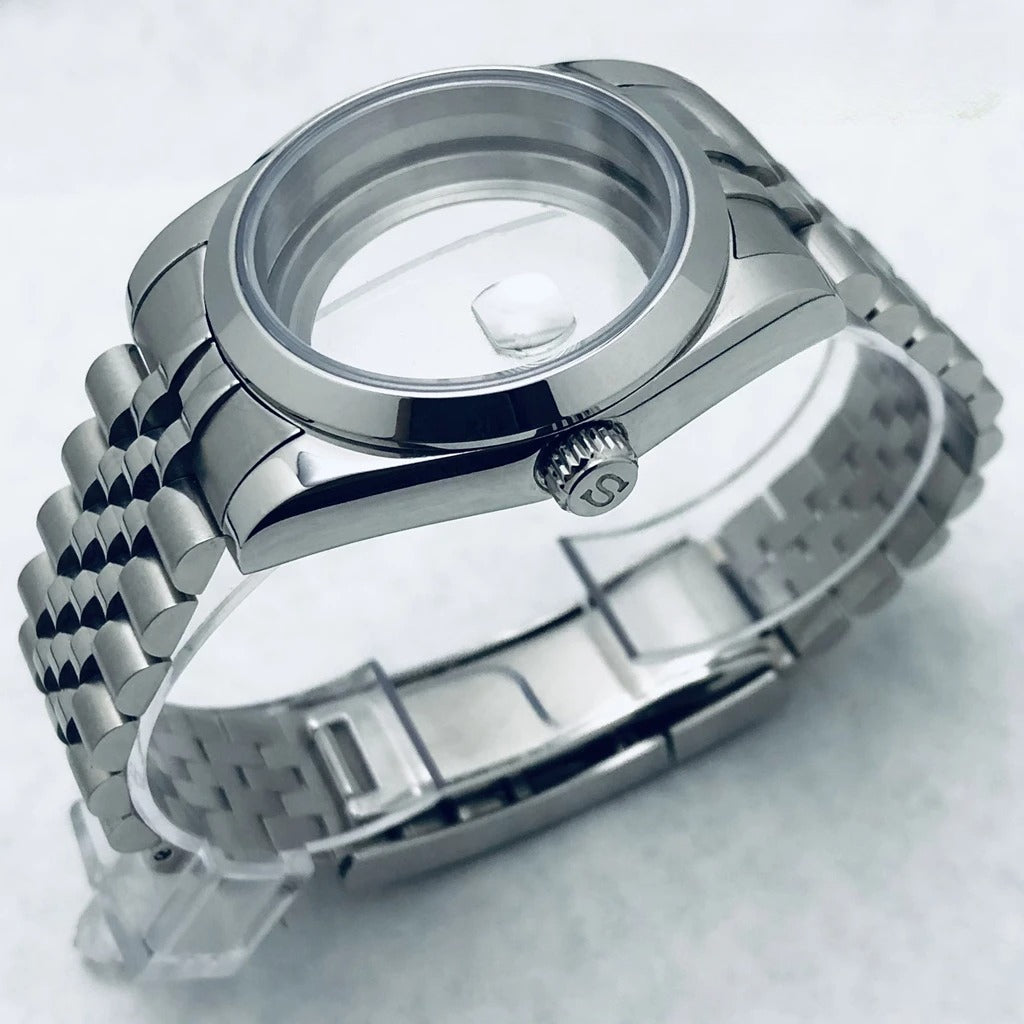 36/40mm Watch Case with Stainless Steel Sapphire Crystal for NH34 NH36 S Crown