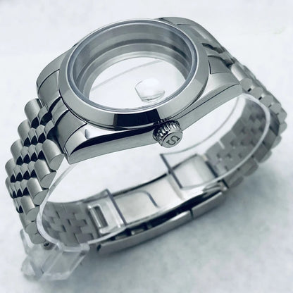 36/40mm Watch Case with Stainless Steel Sapphire Crystal for NH34 NH36 S Crown