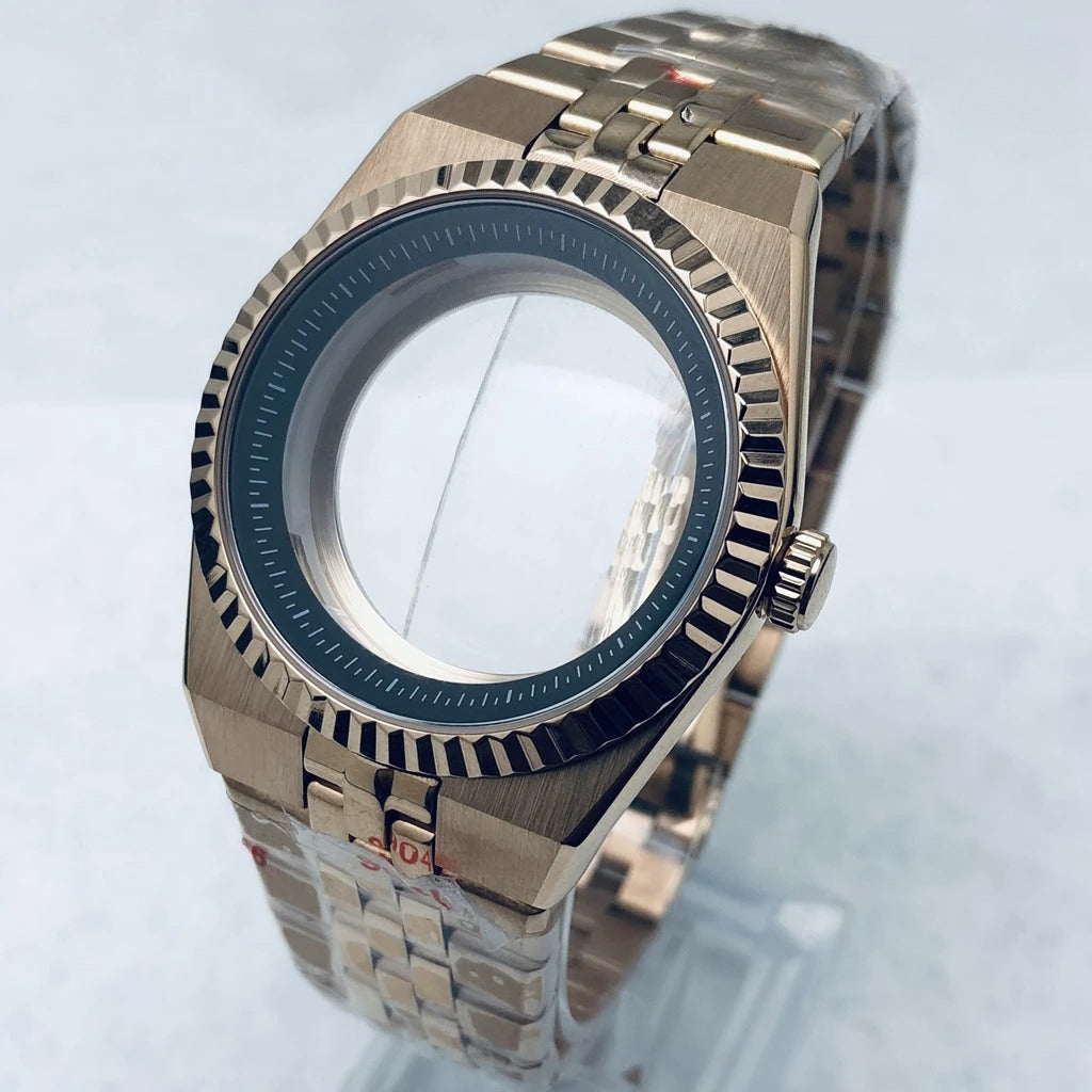 904L Black 40mm Land-Dwellwe Watch Case+Strap Sapphire Glass For NH34 NH35 NH36