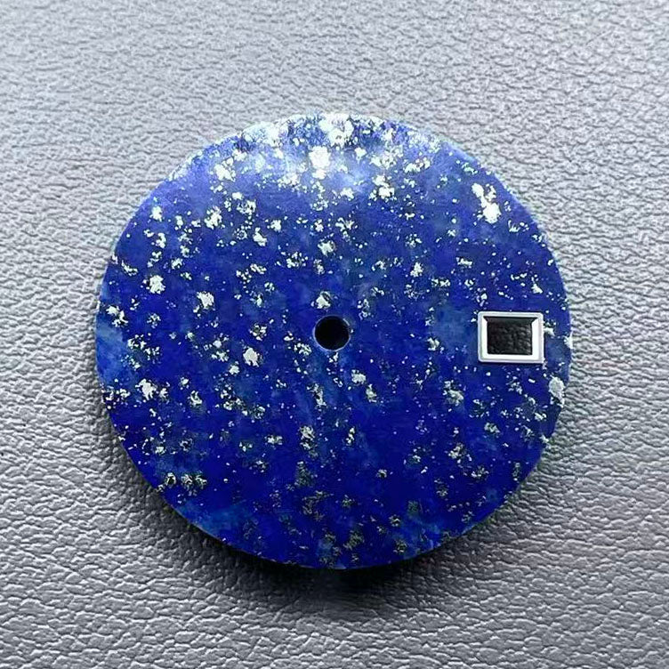 28.5mm lapis lazuli watch dial for NH35 movement, natural stone with deep blue hues.