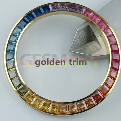 39mm colorful imitation diamond bezel for VK63 watch, vibrant accessory enhancing watch style.