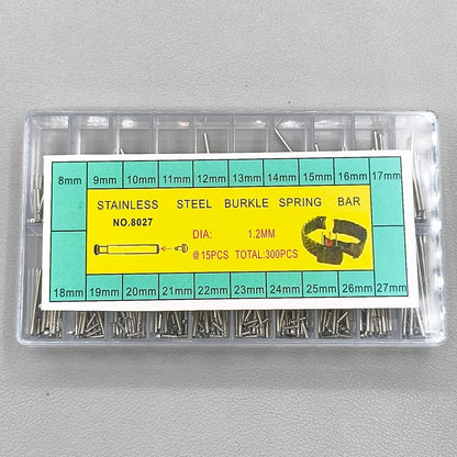 Assortment of Dia 1.2mm 300 PIECES Stainless Steel Buckle Spring Bar