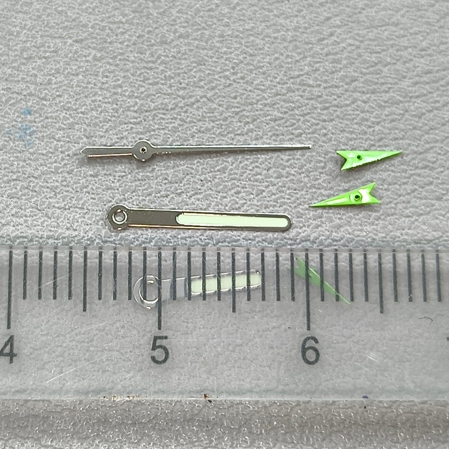 13mm Silver Trim Green Small Second Hands Green Lume Watch Hands for OS10 OS60 OS80 Movement