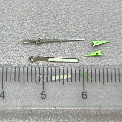 13mm Silver Trim Green Small Second Hands Green Lume Watch Hands for OS10 OS60 OS80 Movement