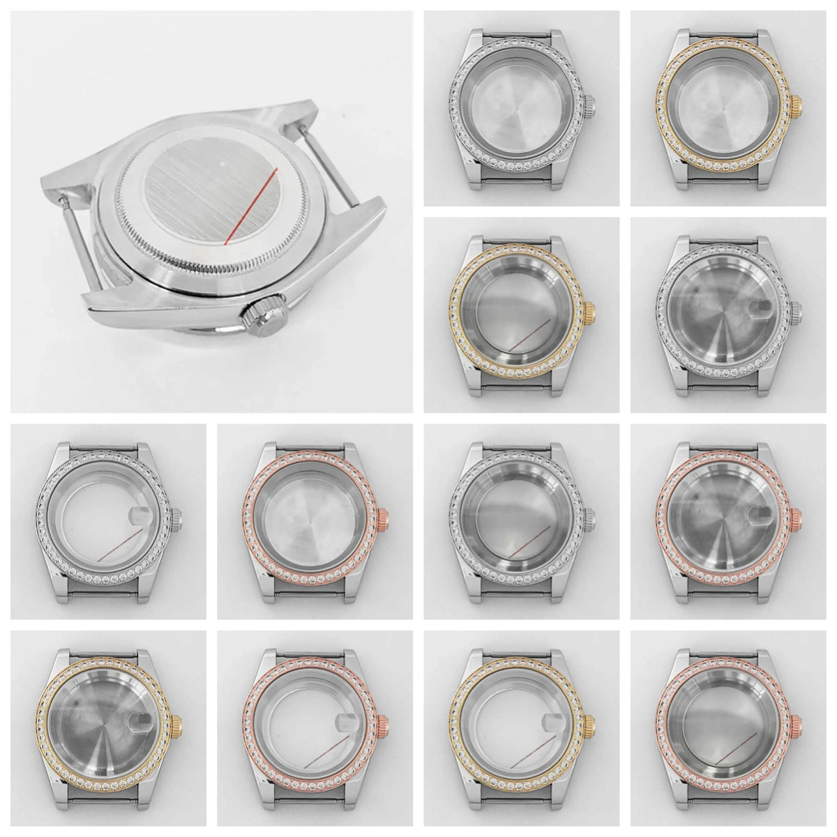 39mm Stainless Steel Diamond Sapphire Glass Watch Case for NH35 NH36 Movement
