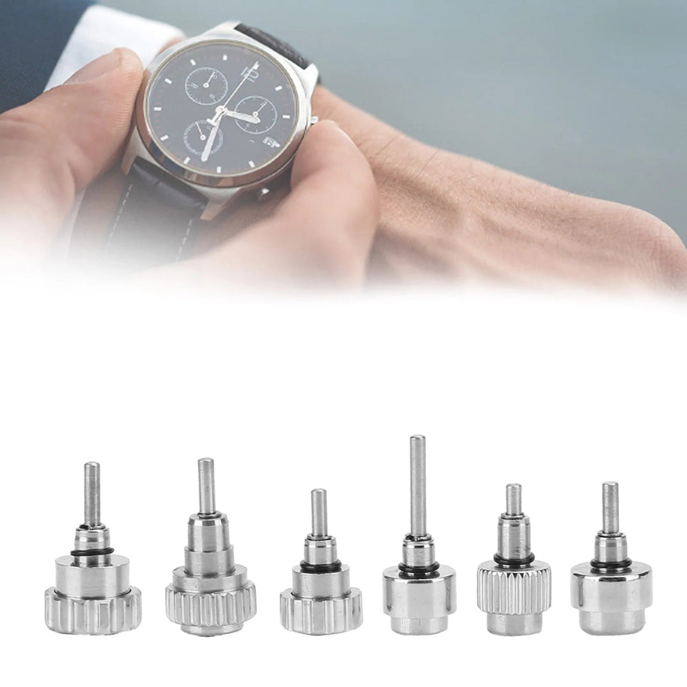 Stainless steel watch case buttons and spring bars set, 24pcs with 12 types for precise replacements.